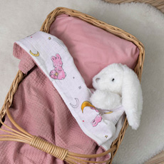 Κουβέρτα Μπεμπέ Αγκαλιάς - λίκνου πικέ με ύφασμα muslin Borea Bunny Ροζέ