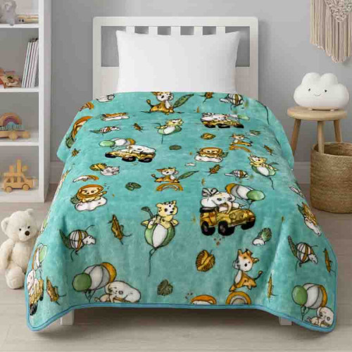 Κουβέρτα Παιδική  Μονή (150x220) Βελουτέ Astron Happy Zoo