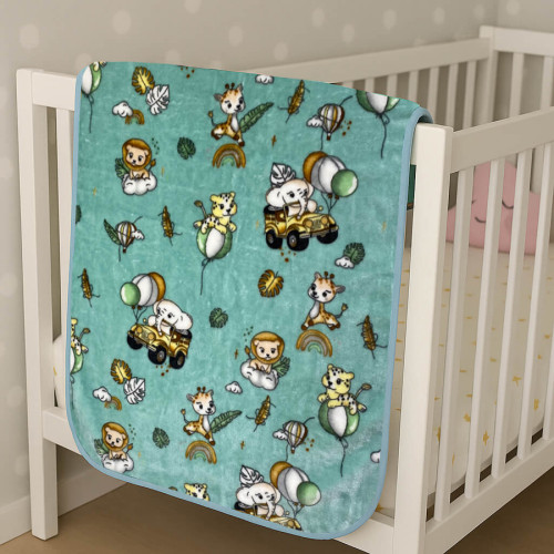 Κουβέρτα Βρεφική Κούνιας (110x140) Βελουτέ Astron Happy Zoo