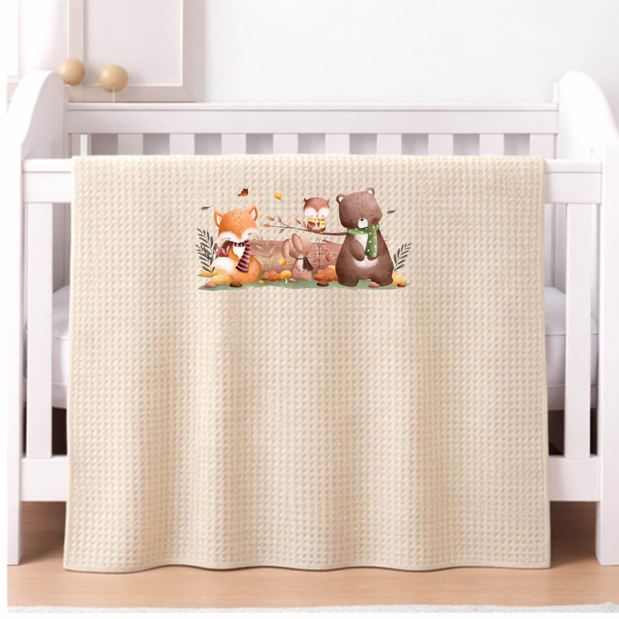 Κουβέρτα Πικέ Βρεφική Κούνιας (110x140) Βαμβακερή Astron Beige