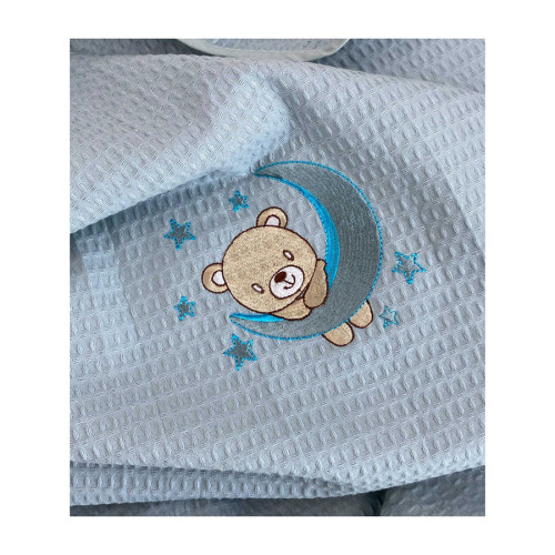 Κουβέρτα Βρεφική Πικέ Αγκαλιάς και Λίκνου (80x110) Με Κέντημα Astron Petrol