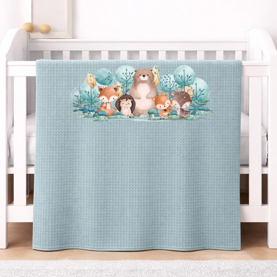 Κουβέρτα Πικέ Βρεφική Κούνιας (110x140) Βαμβακερή Astron Petrol