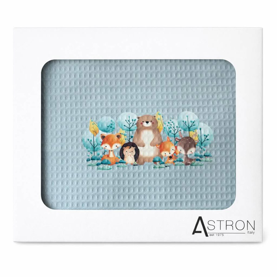 Κουβέρτα Πικέ Βρεφική Κούνιας (110x140) Βαμβακερή Astron Petrol