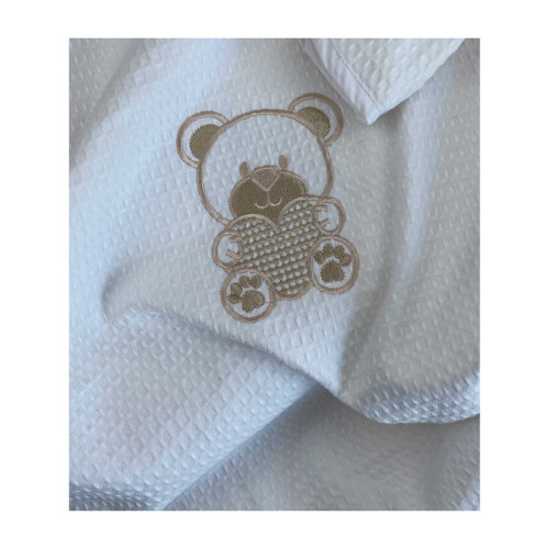 Κουβέρτα Βρεφική Πικέ Αγκαλιάς και Λίκνου (80x110) Με Κέντημα Astron White