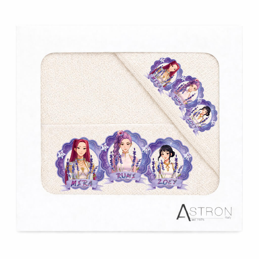 Σετ Πετσέτες 2 τεμαχίων Παιδικές (Χειρός | Λουτρού) Astron Girls Band (Kpop Demon Hunter) Ecru