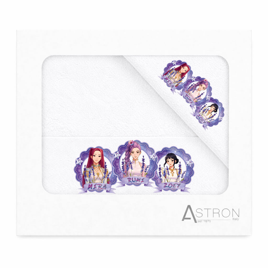 Σετ Πετσέτες 2 τεμαχίων Παιδικές (Χειρός | Λουτρού) Astron Girls Band (Kpop Demon Hunter) White