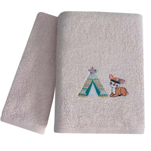 Σετ Πετσέτες 2 τεμαχίων Παιδικές (Χειρός | Λουτρού) Με Κέντημα Astron Boho Animals