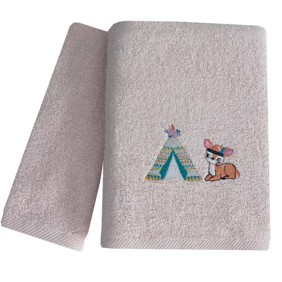 Σετ Πετσέτες 2 τεμαχίων Παιδικές (Χειρός | Λουτρού) Με Κέντημα Astron Boho Animals