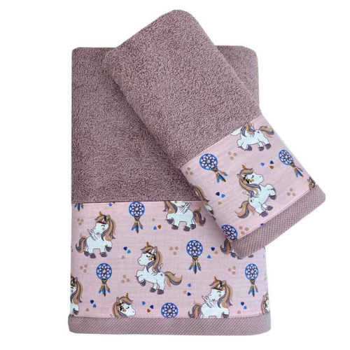 Σετ Πετσέτες 2 τεμαχίων Παιδικές (Χειρός | Προσώπου) Astron Boho Unicorn