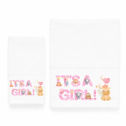 Σετ Πετσέτες 2 τεμαχίων Παιδικές (Χειρός | Λουτρού) Astron It's A Girl