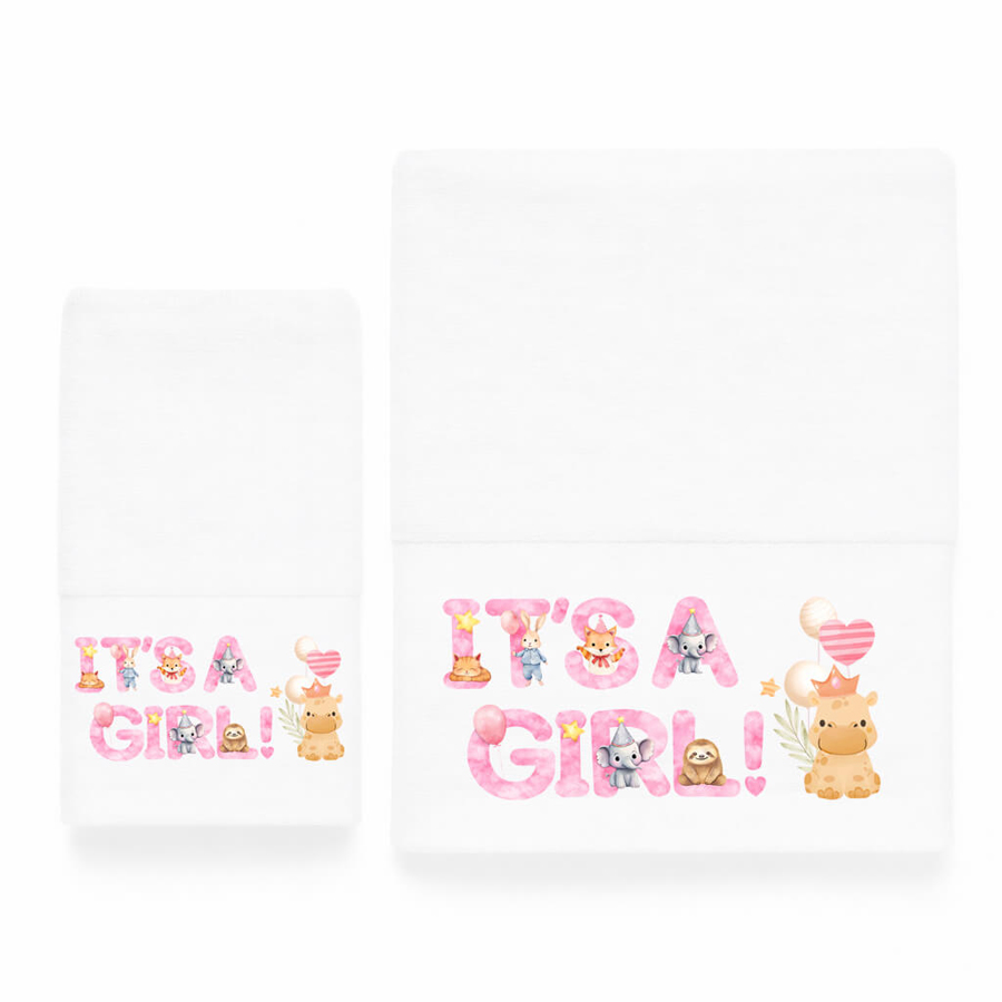 Σετ Πετσέτες 2 τεμαχίων Παιδικές (Χειρός | Λουτρού) Astron It's A Girl