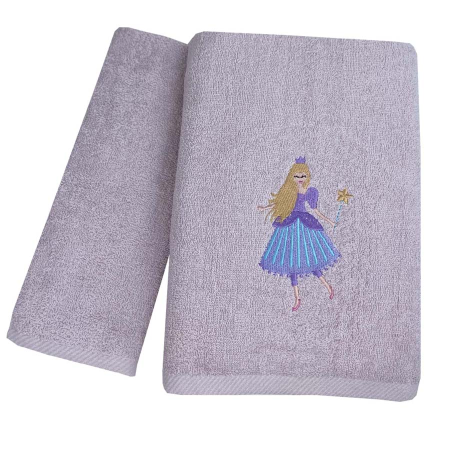 Σετ Πετσέτες 2 τεμαχίων Παιδικές (Χειρός | Λουτρού) Με Κέντημα Astron Princess