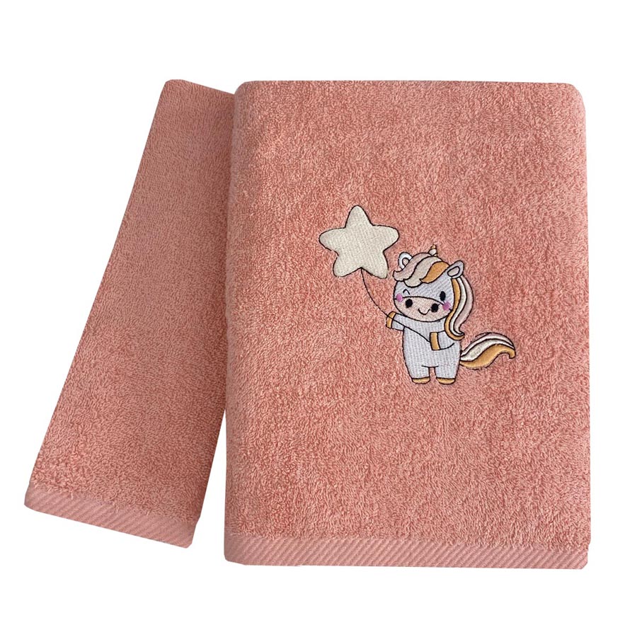Σετ Πετσέτες 2 τεμαχίων Παιδικές (Χειρός | Λουτρού) Με Κέντημα Astron Unicorn Balloon