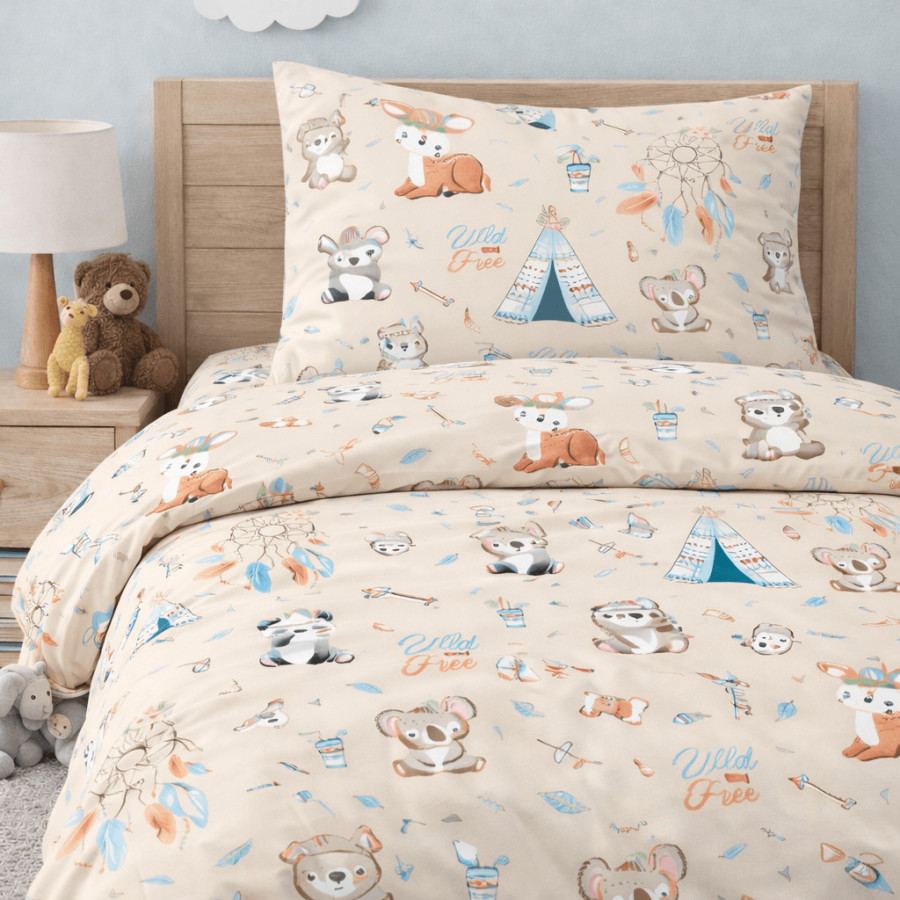 Κουβερλί Παιδικό Μονό (160x240) Βαμβακερό Astron Boho Animals