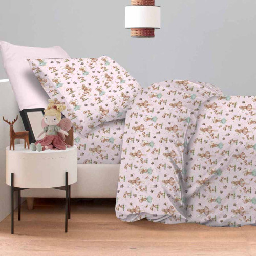 Κατωσέντονο Παιδικό Με Μαξιλαροθήκη Μονό Με Λάστιχο (100x200+30) Βαμβακερό Astron Fairy Girl