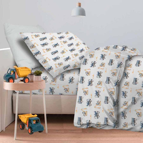 Κατωσέντονο Παιδικό Με Μαξιλαροθήκη Μονό Με Λάστιχο (100x200+30) Βαμβακερό Astron Trucks