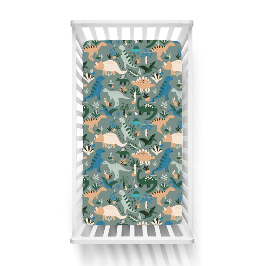 Σετ Σεντόνια Βρεφικά Κούνιας (130x170) Με Λάστιχο Βαμβακερά Astron Dinosaurs