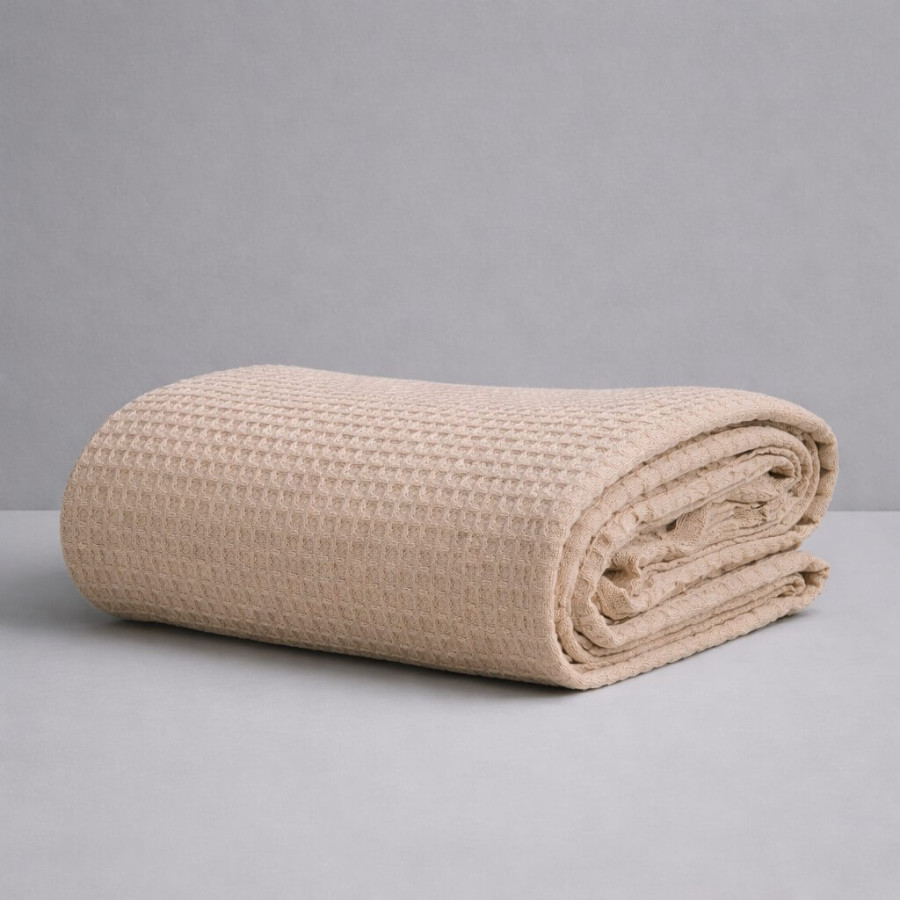 Κουβέρτα Πικέ Υπέρδιπλη (230x245) Μονόχρωμη Βαμβακερή Astron Waffle Beige