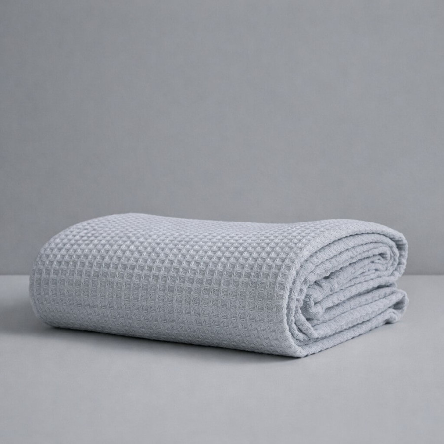 Κουβέρτα Πικέ Μονή (165x245) Μονόχρωμη Βαμβακερή Astron Waffle Light Grey