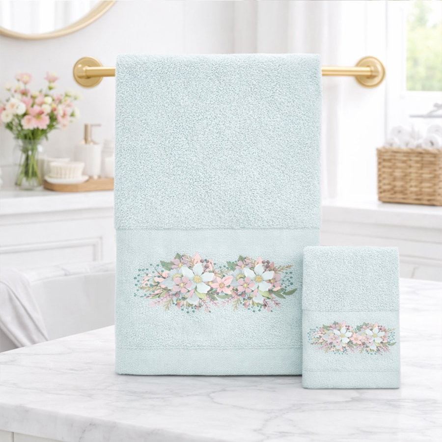 Σετ Πετσέτες 2 τεμ (Χειρός|Προσώπου) Βαμβακερές Ψηφιακή Εκτύπωση Στη Φασα Astron Brigitte Mint