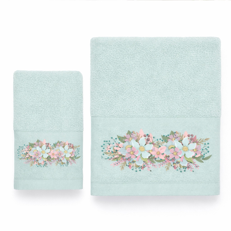 Σετ Πετσέτες 2 τεμ (Χειρός|Προσώπου) Βαμβακερές Ψηφιακή Εκτύπωση Στη Φασα Astron Brigitte Mint