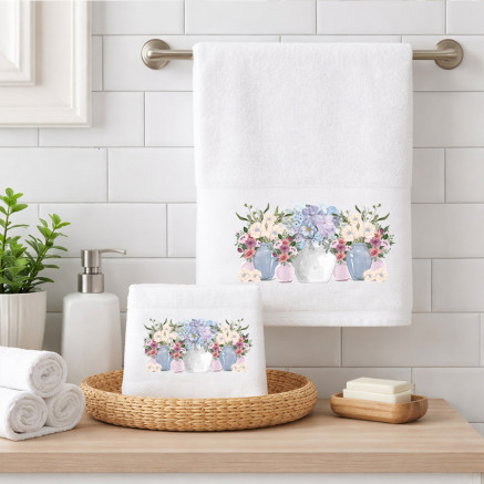 Σετ Πετσέτες 2 τεμ (Χειρός|Προσώπου) Βαμβακερές Ψηφιακή Εκτύπωση Στη Φασα Astron Evelyn White