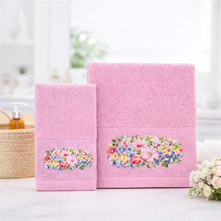 Σετ Πετσέτες 2 τεμ (Χειρός|Προσώπου) Βαμβακερές Ψηφιακή Εκτύπωση Στη Φασα Astron Rosie Dusty Rose