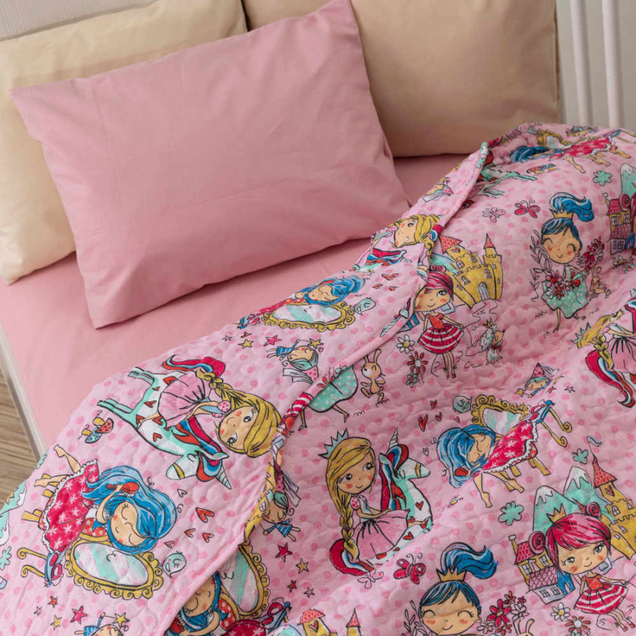 Κουβερλί Βρεφικό Μπεμπέ (110x140) για Κούνια, Βαμβακερό Borea Λαίδη Π-7 ροζ