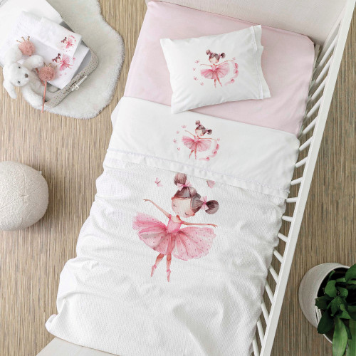 Κουβερτα Βρεφική Κούνιας (110x140) Πικέ Βαμβακερή Borea Balletto