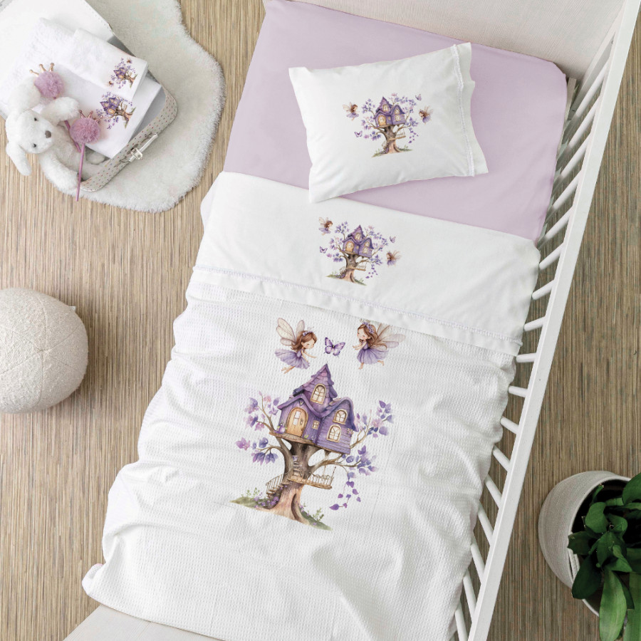 Κουβερτα Βρεφική Κούνιας (110x140) Πικέ Βαμβακερή Borea Magic Garden