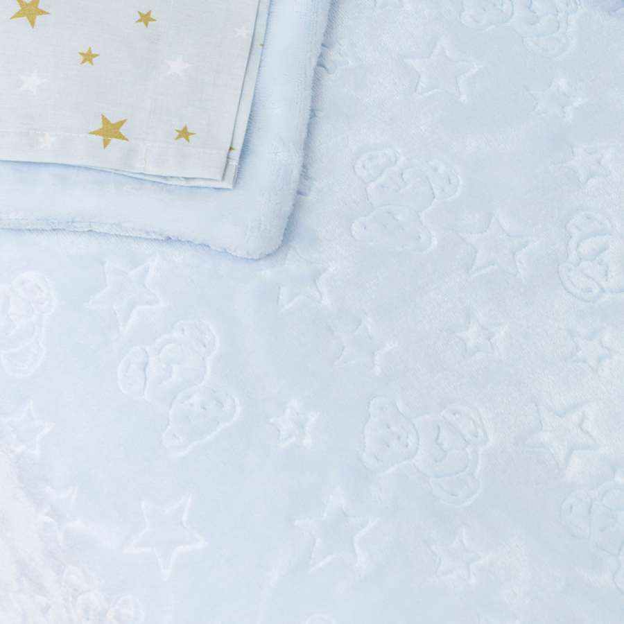 Κουβέρτα βρεφική κούνιας (110x140) Borea Teddy Bear γαλάζιο