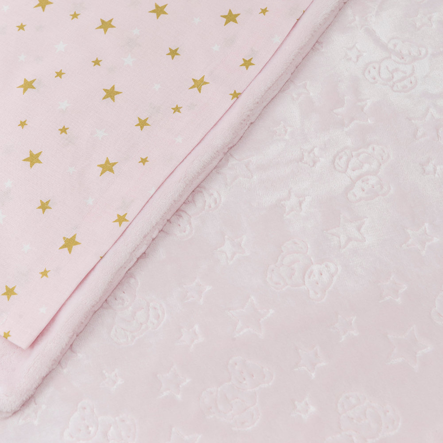 Κουβέρτα βρεφική κούνιας (110x140) Borea Teddy Bear ροζ