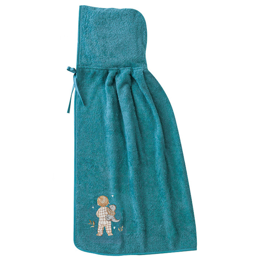 Κάπα Βρεφική (One Size) με Κουκούλα και Κέντημα Borea Goodnight Πετρόλ