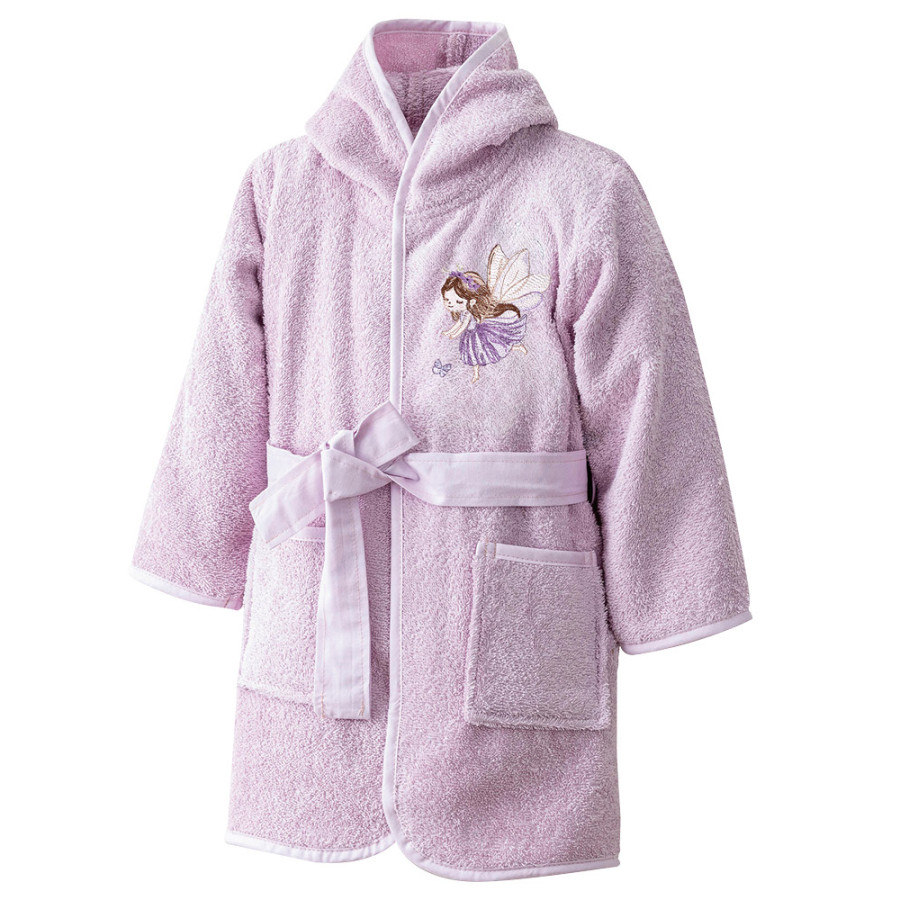 Βρεφικό-Παιδικό Μπουρνούζι (No 5-6) με Κουκούλα και Κέντημα Borea Magic Grden