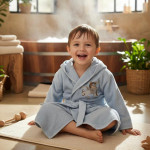 Βρεφικό-Παιδικό Μπουρνούζι (No 3-4) με Κουκούλα και Κέντημα Borea Pilot