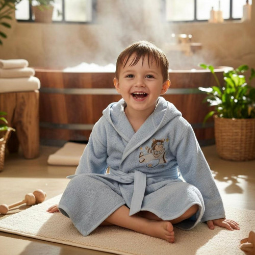 Βρεφικό-Παιδικό Μπουρνούζι (No 1-2) με Κουκούλα και Κέντημα Borea Pilot