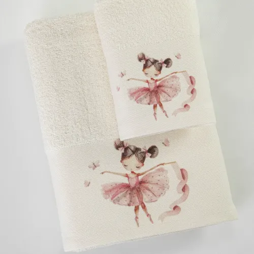 Σετ Πετσέτες 2 τεμαχίων Παιδικές (Χειρός | Λουτρού) Borea Balletto Εκρού