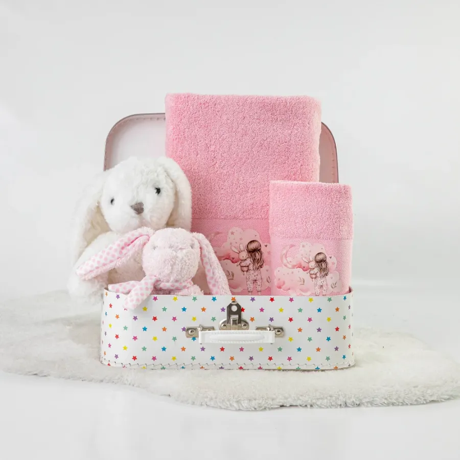 Σετ Πετσέτες 2 τεμαχίων Παιδικές (Χειρός | Λουτρού) Borea Goodnight Ροζ