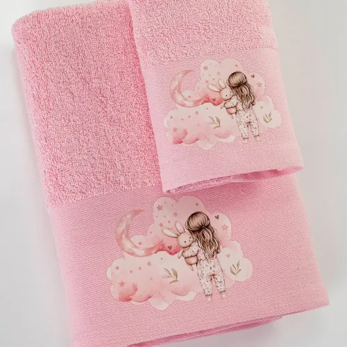Σετ Πετσέτες 2 τεμαχίων Παιδικές (Χειρός | Λουτρού) Borea Goodnight Ροζ