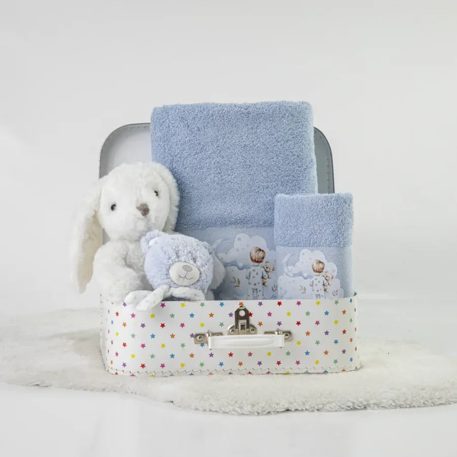 Σετ Πετσέτες 2 τεμαχίων Παιδικές (Χειρός | Λουτρού) Borea Goodnight Σιέλ