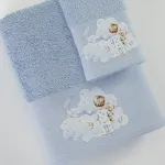 Σετ Πετσέτες 2 τεμαχίων Παιδικές (Χειρός | Λουτρού) Borea Goodnight Σιέλ