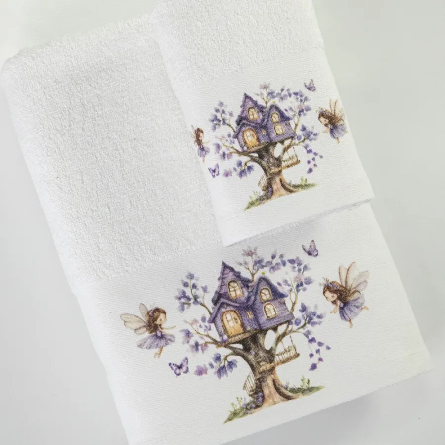 Σετ Πετσέτες 2 τεμαχίων Παιδικές (Χειρός | Λουτρού) Borea Magic Garden Λευκό