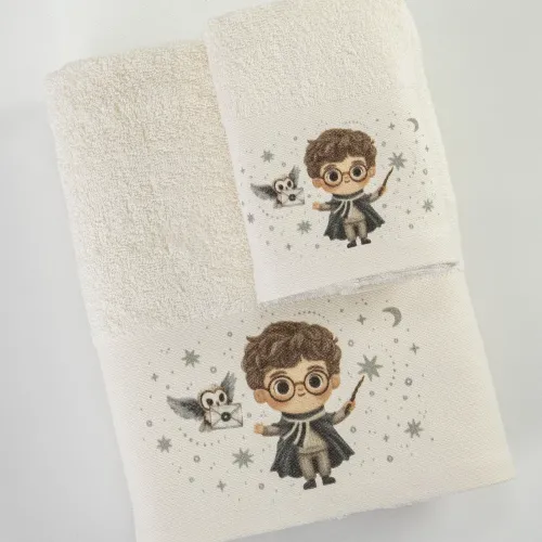 Σετ Πετσέτες 2 τεμαχίων Παιδικές (Χειρός | Λουτρού) Borea Wizard Εκρού