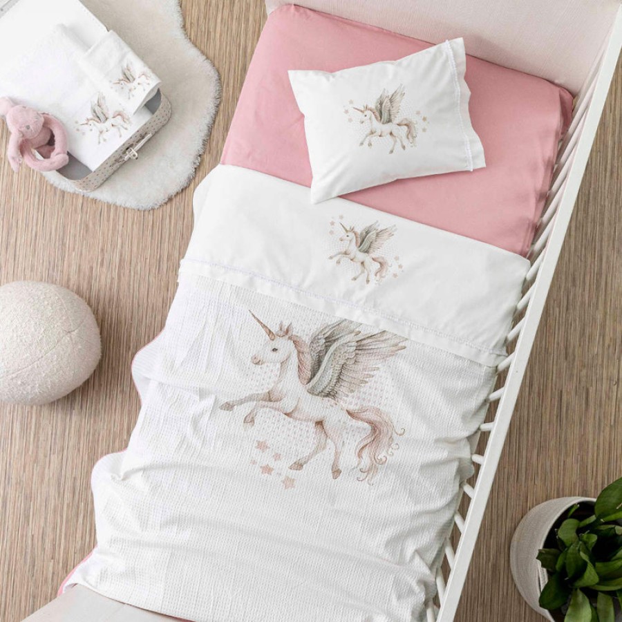 Κουβέρτα βρεφική μπεμπέ (110x140) πικέ βαμβακερή Borea Emeralda