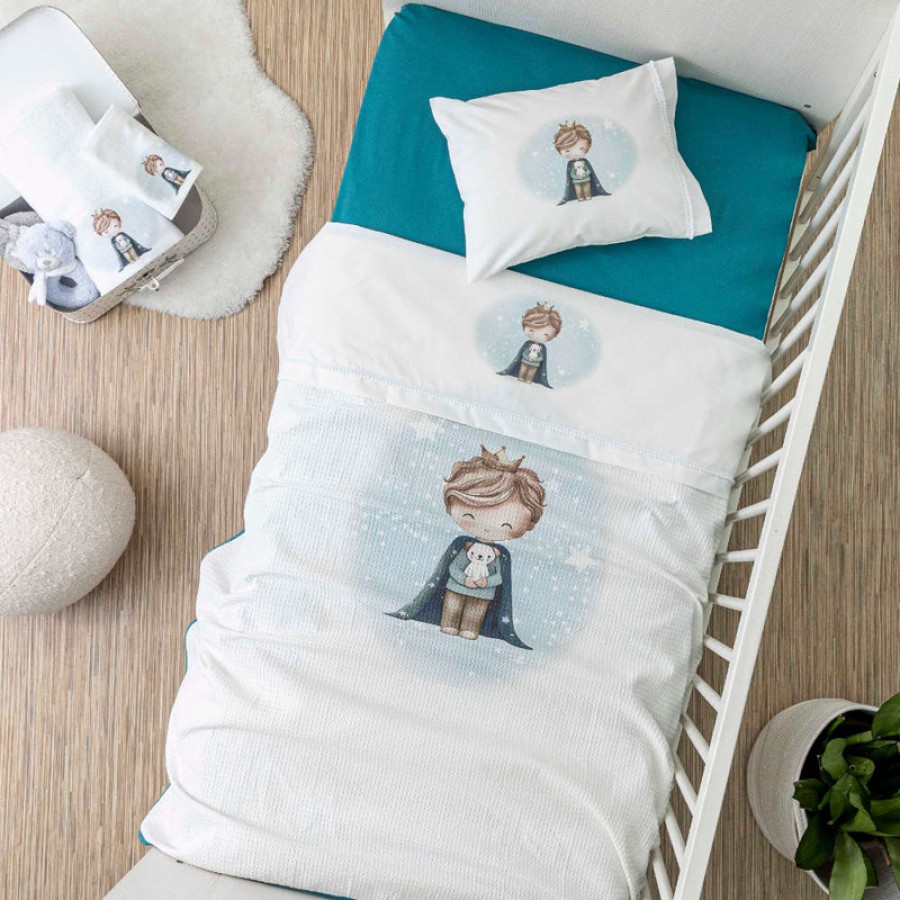 Κουβέρτα βρεφική μπεμπέ (110x140) πικέ βαμβακερή Borea Little king