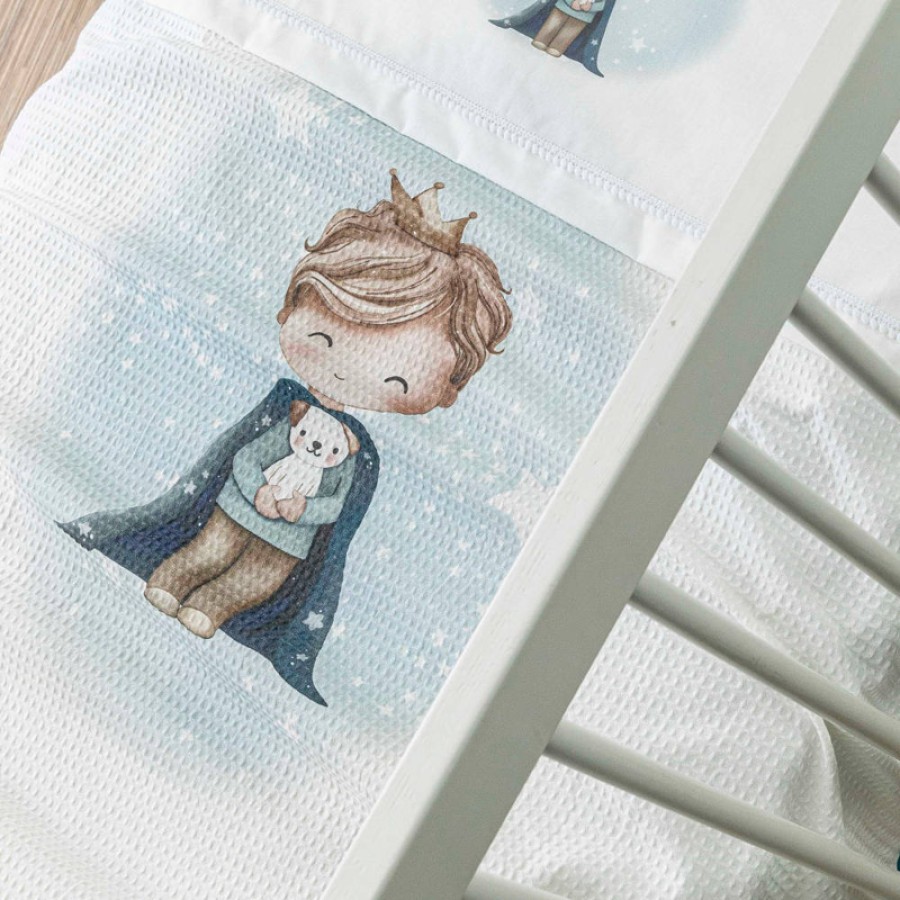 Κουβέρτα βρεφική μπεμπέ (110x140) πικέ βαμβακερή Borea Little king