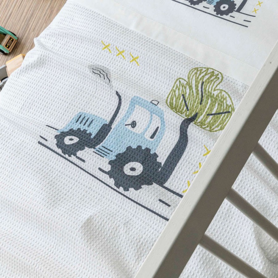 Κουβέρτα βρεφική μπεμπέ (110x140) πικέ βαμβακερή Borea Trucky