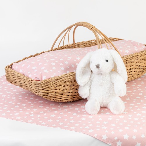 Σετ Σεντόνια Βρεφικά Λίκνου (70x120) Βαμαβκερά Borea Stars ροζέ