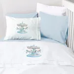 Σετ Σεντόνια Βρεφικά Μπεμπέ (120x160) Βαμβακερά Borea Carousel Λευκό-Σιελ