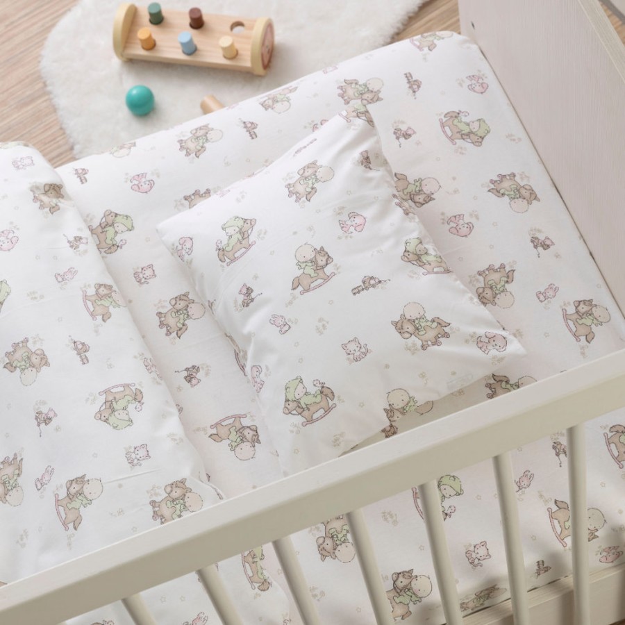 Σετ Σεντόνια Βρεφικά Μπεμπέ (120x160) Borea Rocking Horse Βεραμάν